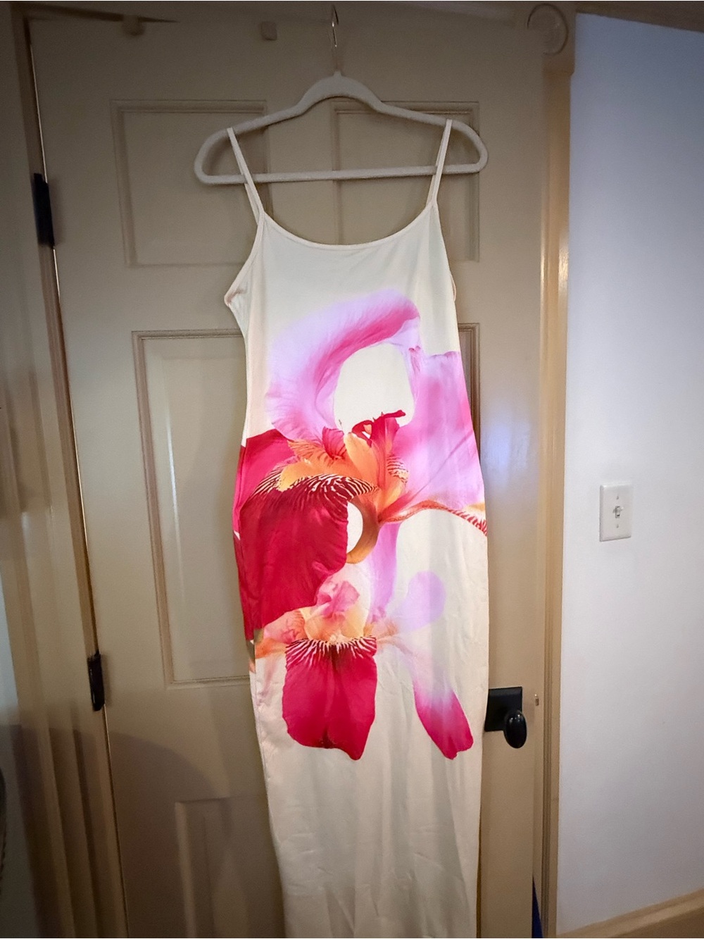 SHEIN Cream Maxi Slip Dress with Pink & Red Floral
